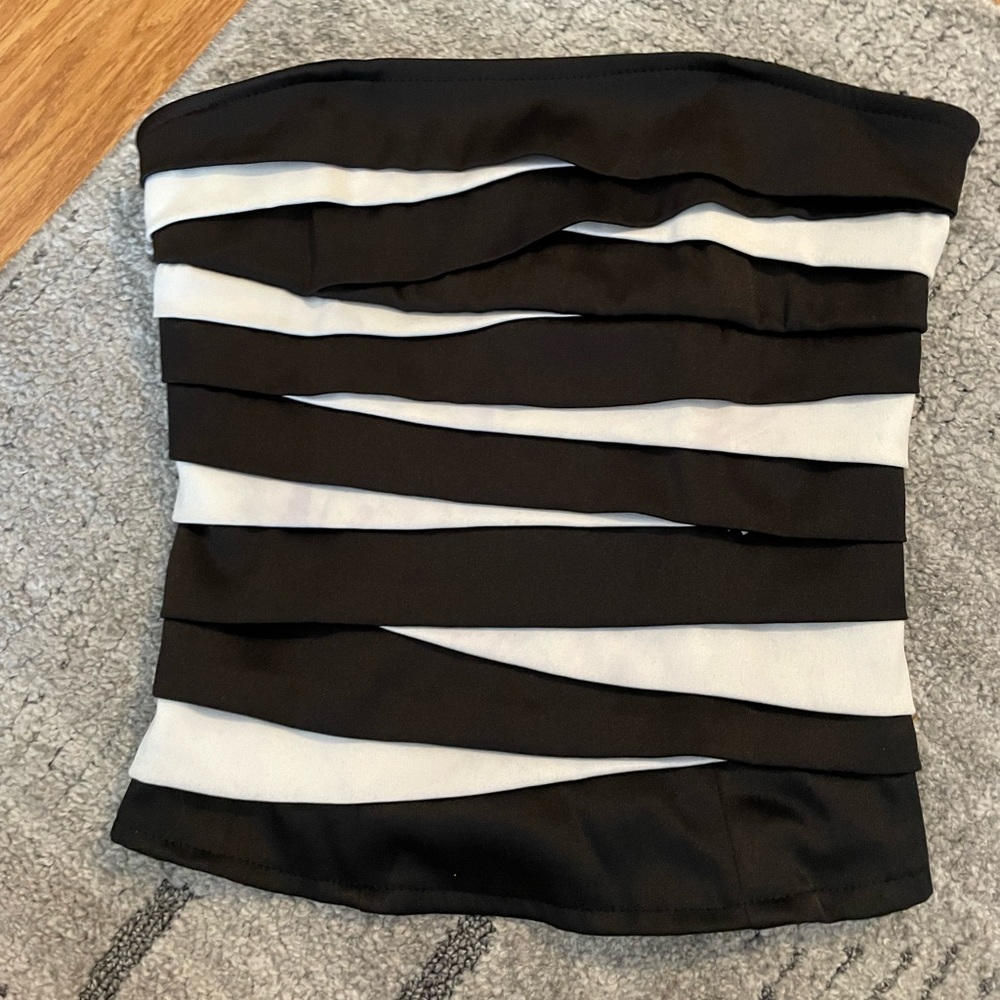 black and white corset top